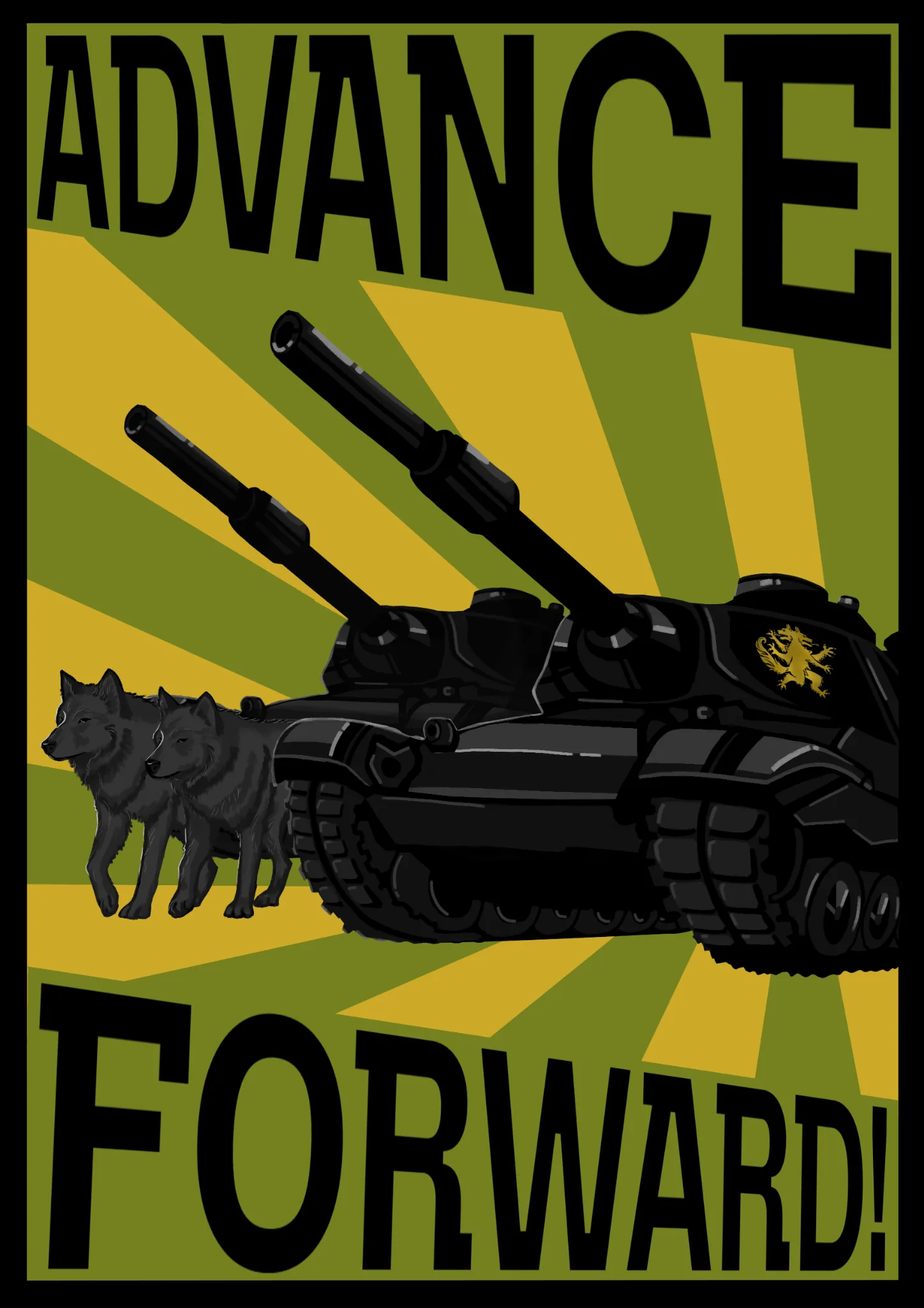 Imperial propaganda poster with armored vehicles